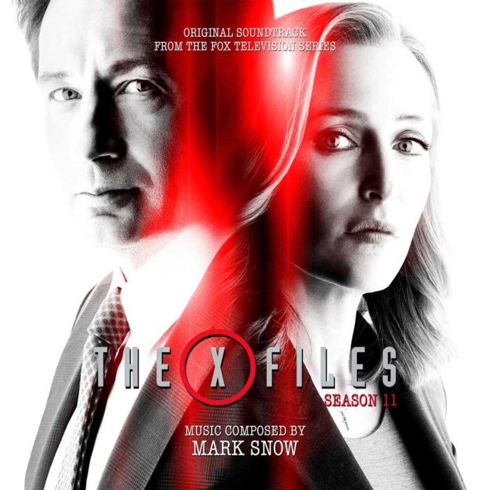 A vibrant, colorful image featuring the iconic "X-Files" logo against a dark background. The title "The X-Files: Season 11" is prominently displayed, along with the phrase "Original Soundtrack." The composer, Mark Snow, is credited at the bottom. The image evokes a sense of mystery, suspense, and sci-fi adventure, reflecting the show's themes.